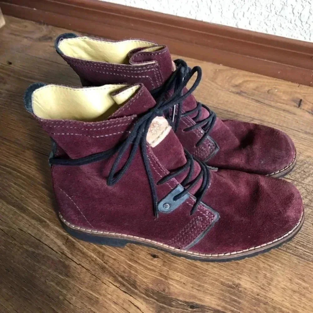 Bussola Kalahari Lady Keely Wine Ankle Lace Up Chukka Suede Red Boots: EU 38 - Picture 4 of 14